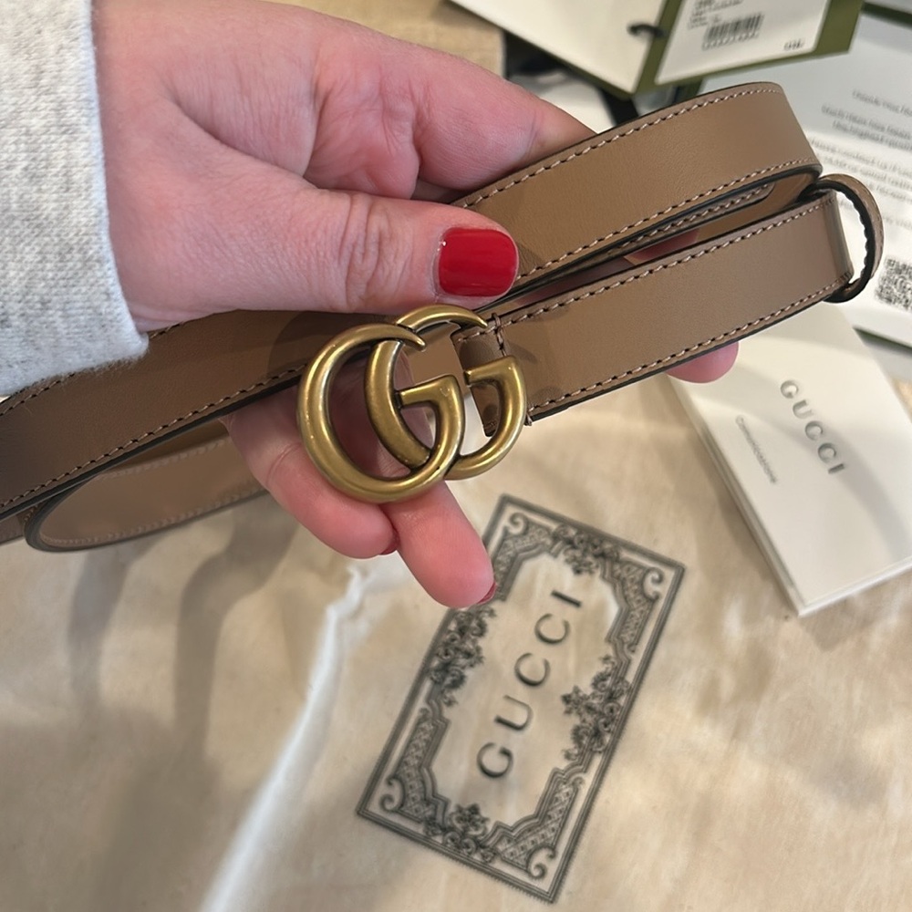 Gucci Tan Leather Belt with Gold Buckle